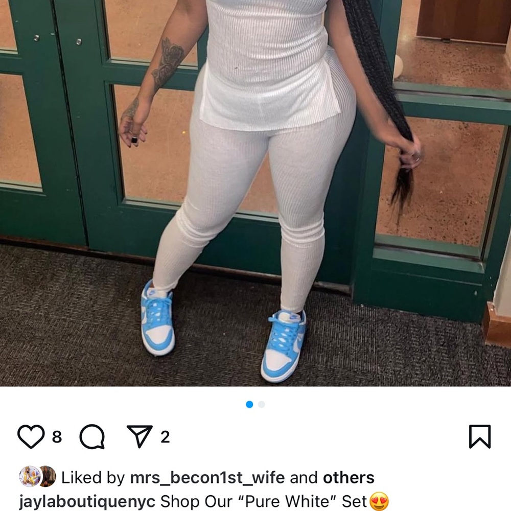 White Ribbed Pants & Top Set